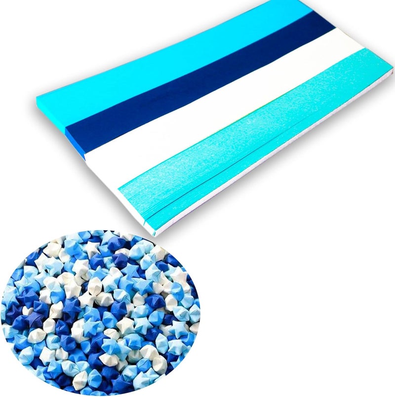 Aeojoor Star Folding Strip Blue Gradient Paper Star Decorative Paper Strip DIY Handicraft (1350 pieces) - Image 3
